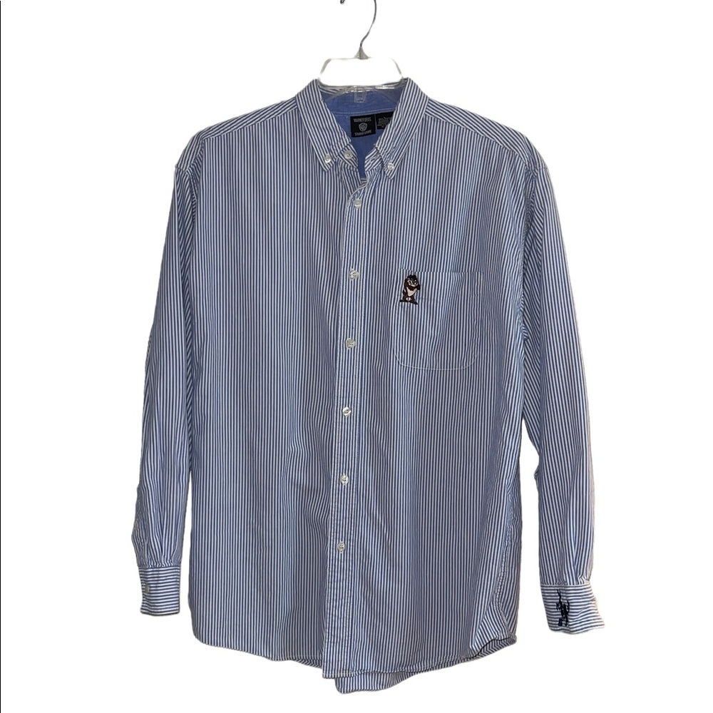 🌻 Vintage Warner Brothers Tasmanian Devil Pinstriped shirt. Large Unisex?